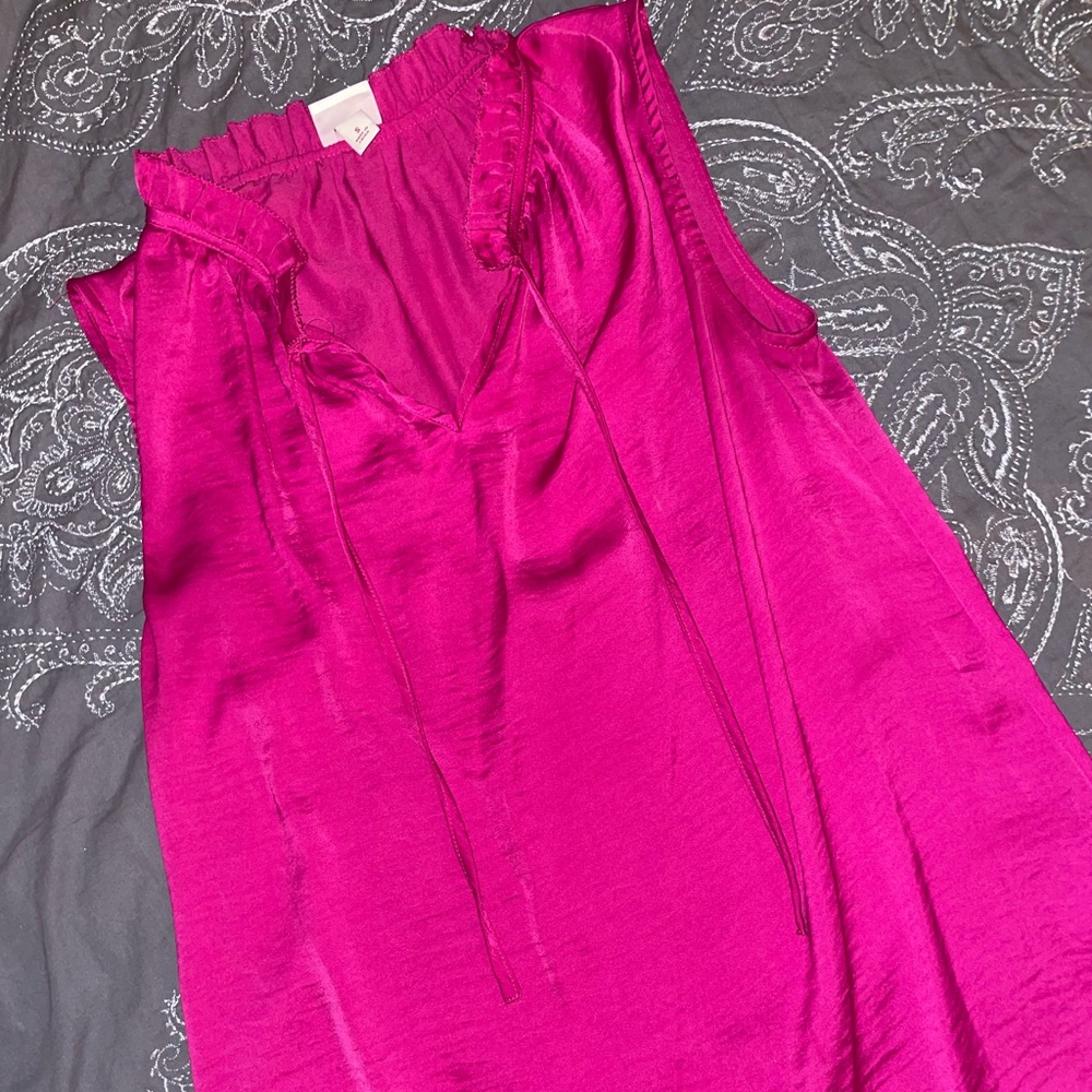 Fuscia Scalloped Neck Blouse